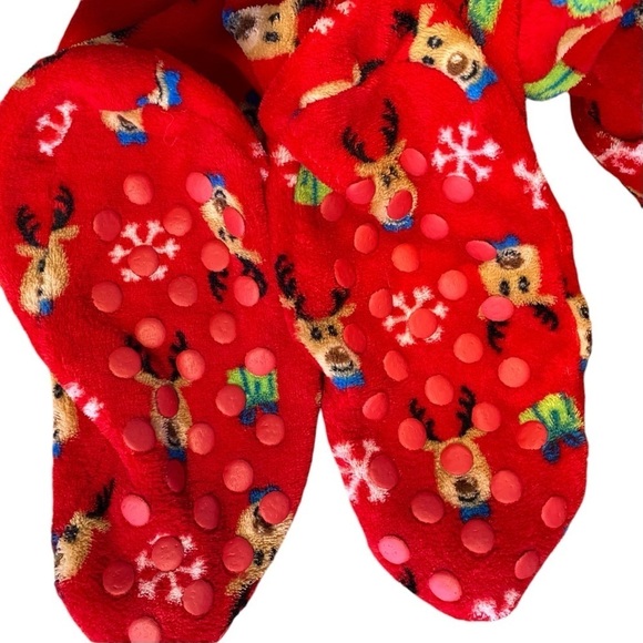 MACY'S Women's M CHRISTMAS HOLIDAY 1 PIECE FLEECE FOOTED PAJAMAS PHOTO Reindeer - Picture 9 of 13